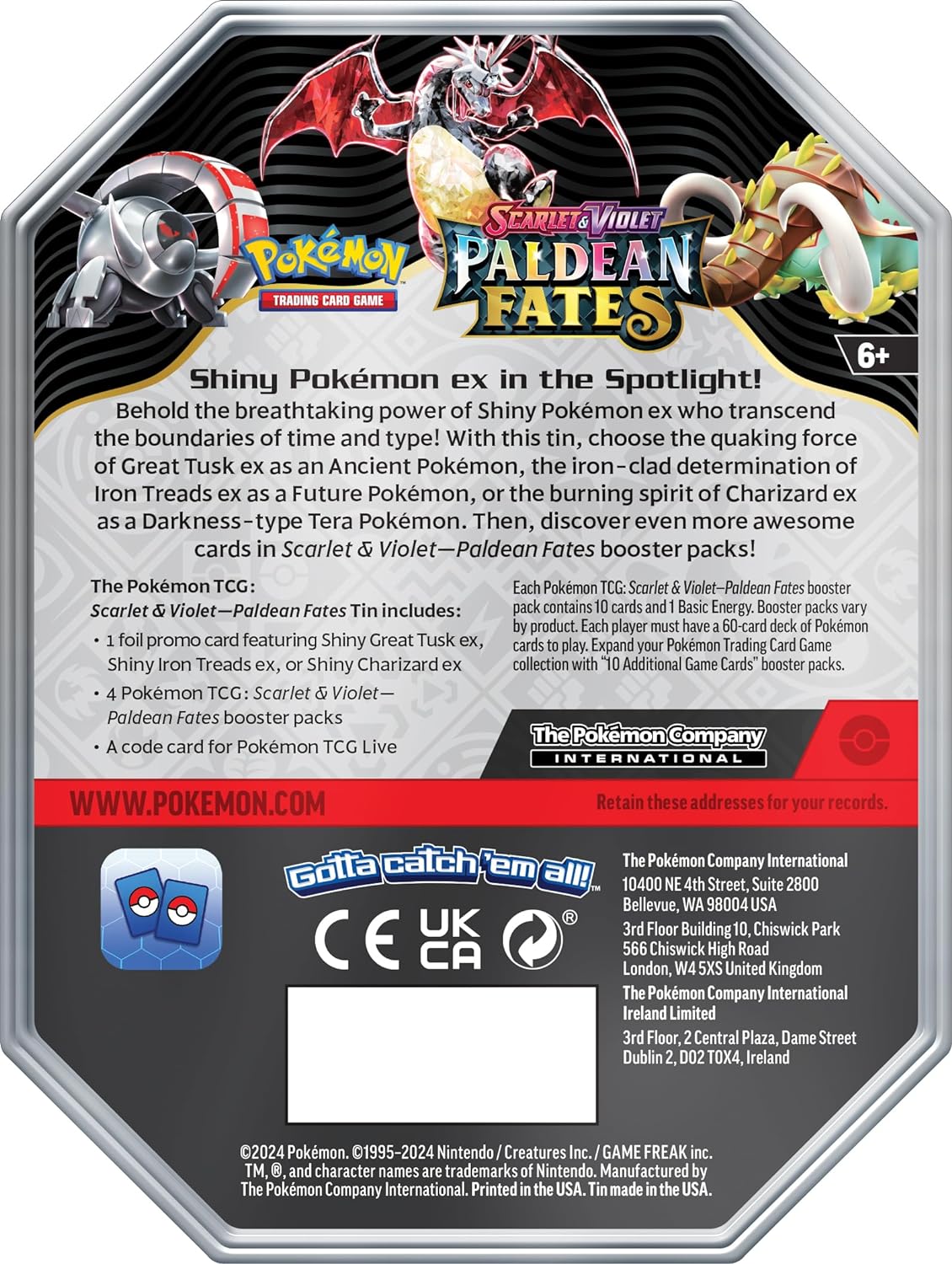 Pokemon - Tcg Scarlet & Violet - Paldean Fates Ex Tin