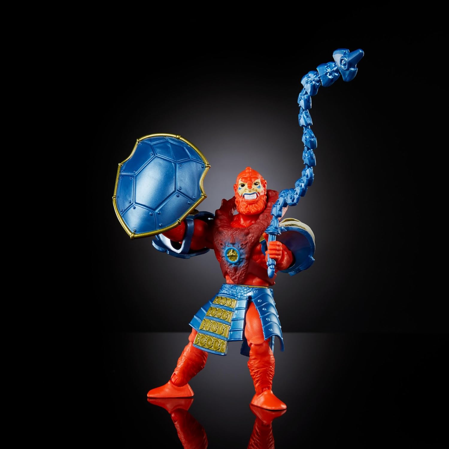 Masters of the Universe MOTU Turtles of Grayskull Beast Man, Figura de acción con armadura samurái, látigo y escudo, inspirado en las Tortugas Ninja, juguete regalo para niños y niñas +6 años, HTH11