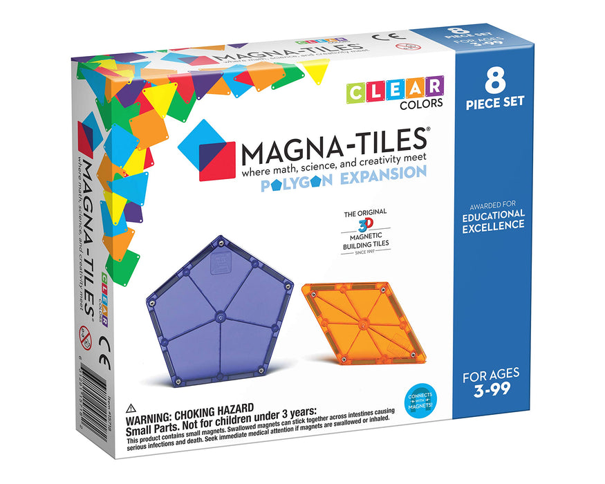Magna-Tiles Polygons Expansion Set, The Original Magnetic Building Tiles for Creative Open-Ended Play, Educational Toys for Children Ages 3 Years + (8 Pieces