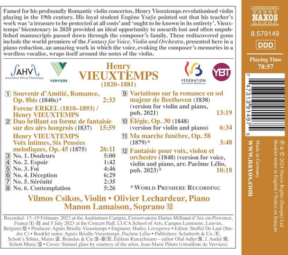 Henry Vieuxtemps: Voix Intimes: Rarities for Violin and Piano