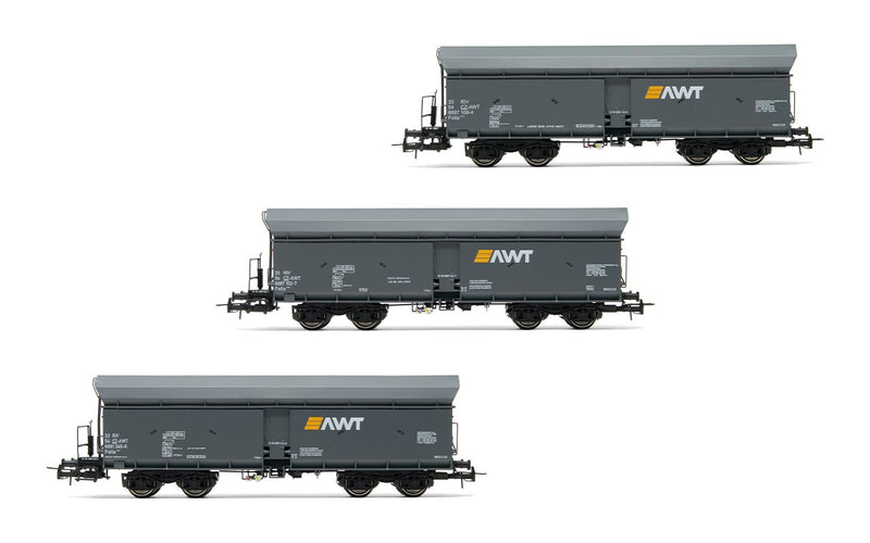 Rivarossi HR6590 AWT, 3 Stück, selbstentsorgende Waggons Typ Fals, graue Lackierung, EP. VI Rollstock - Wagons