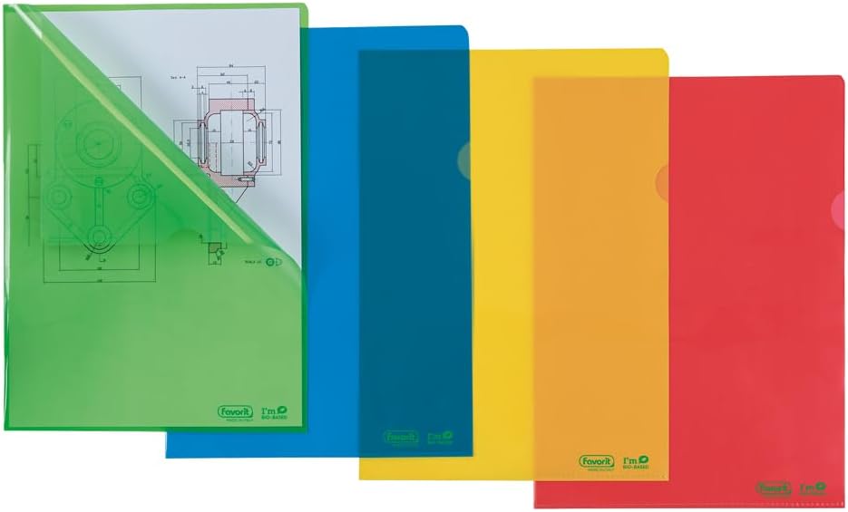 Favorit, L-Shaped Folders 25 Pieces, Size 22 x 30 cm with at Least 30% Bio Based Polyethylene, High Thickness Green