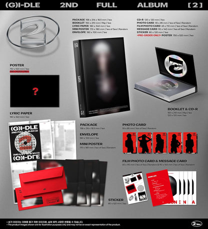2 - Random Cover - incl. 96pg Booklet, Lyric Paper, Mini-Poster, Envelope, Photocard, Film Photocard, Message Card + Sticker
