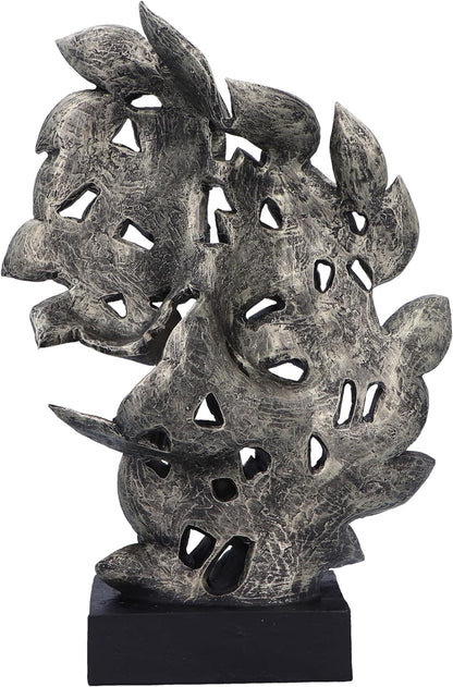 Nemesis Now Natural Emotion - Kiss 37cm, Resin, Silver, Kissing Couple Leaves Sculpture, Wedding or Valentine's Day Gift, Ideal For Nature & Art Lovers, Cast in the Finest Resin, Expertly Hand-Painted