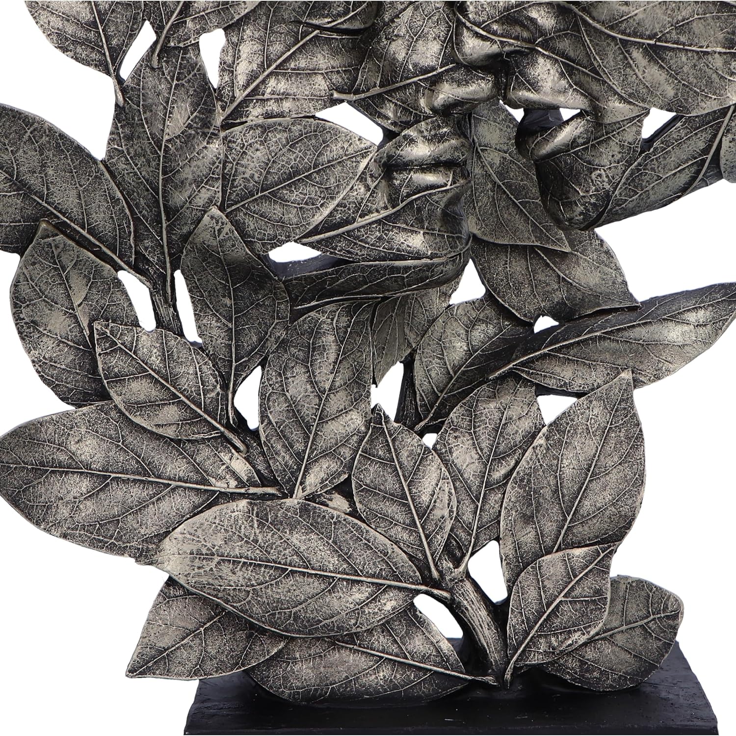 Nemesis Now Natural Emotion - Kiss 37cm, Resin, Silver, Kissing Couple Leaves Sculpture, Wedding or Valentine's Day Gift, Ideal For Nature & Art Lovers, Cast in the Finest Resin, Expertly Hand-Painted