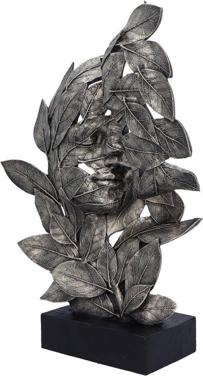 Nemesis Now Natural Emotion - Kiss 37cm, Resin, Silver, Kissing Couple Leaves Sculpture, Wedding or Valentine's Day Gift, Ideal For Nature & Art Lovers, Cast in the Finest Resin, Expertly Hand-Painted