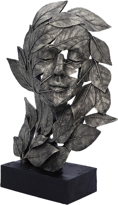 Nemesis Now Natural Emotion - Peace 32cm, Resin, Silver, Face in Leaves Nature Sculpture, Birthday, Ideal For Nature & Art Lovers, Cast in the Finest Resin, Expertly Hand-Painted