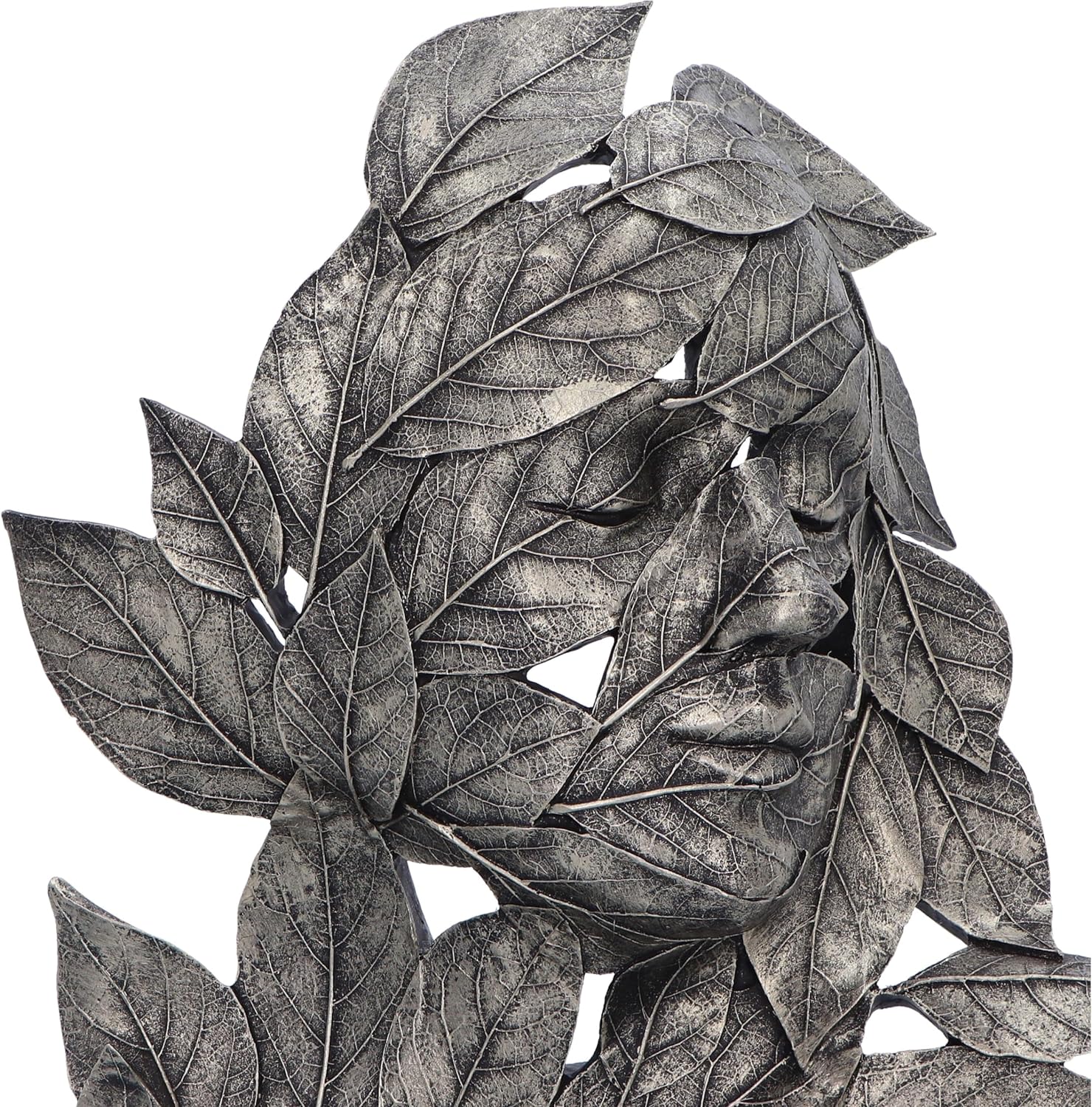 Nemesis Now Natural Emotion - Peace 32cm, Resin, Silver, Face in Leaves Nature Sculpture, Birthday, Ideal For Nature & Art Lovers, Cast in the Finest Resin, Expertly Hand-Painted