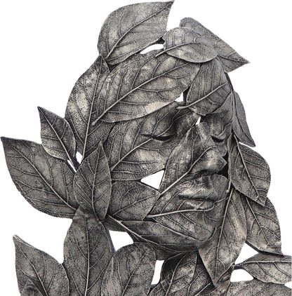 Nemesis Now Natural Emotion - Peace 32cm, Resin, Silver, Face in Leaves Nature Sculpture, Birthday, Ideal For Nature & Art Lovers, Cast in the Finest Resin, Expertly Hand-Painted