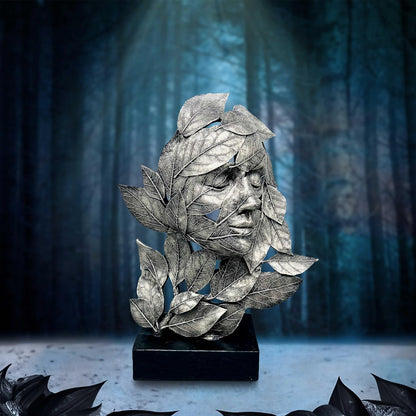 Nemesis Now Natural Emotion - Peace 32cm, Resin, Silver, Face in Leaves Nature Sculpture, Birthday, Ideal For Nature & Art Lovers, Cast in the Finest Resin, Expertly Hand-Painted