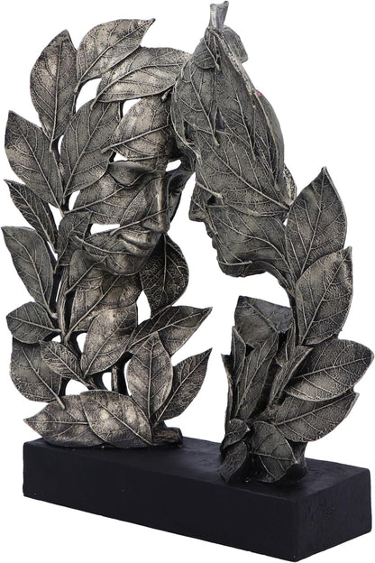 Nemesis Now Natural Emotion - Love 31cm, Resin, Silver, Touching Heads Leaves Sculpture, Wedding or Valentine's Day Gift, Ideal For Nature & Art Lovers, Cast in the Finest Resin, Expertly Hand-Painted