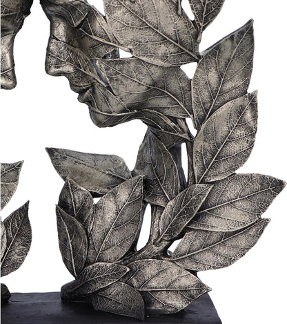 Nemesis Now Natural Emotion - Love 31cm, Resin, Silver, Touching Heads Leaves Sculpture, Wedding or Valentine's Day Gift, Ideal For Nature & Art Lovers, Cast in the Finest Resin, Expertly Hand-Painted
