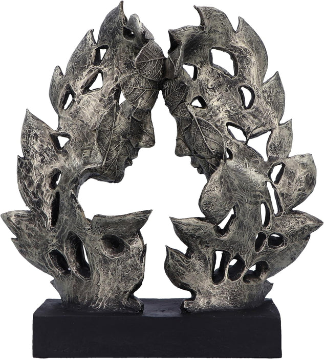 Nemesis Now Natural Emotion - Love 31cm, Resin, Silver, Touching Heads Leaves Sculpture, Wedding or Valentine's Day Gift, Ideal For Nature & Art Lovers, Cast in the Finest Resin, Expertly Hand-Painted