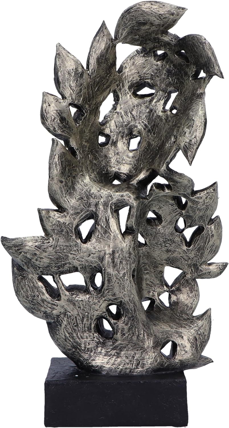 Nemesis Now Natural Emotion - Embrace 38cm, Resin, Silver, Mother & Child Leaves Sculpture, Baby Shower, For Nature & Art Lovers, Cast in the Finest Resin, Expertly Hand-Painted 38cm Silver
