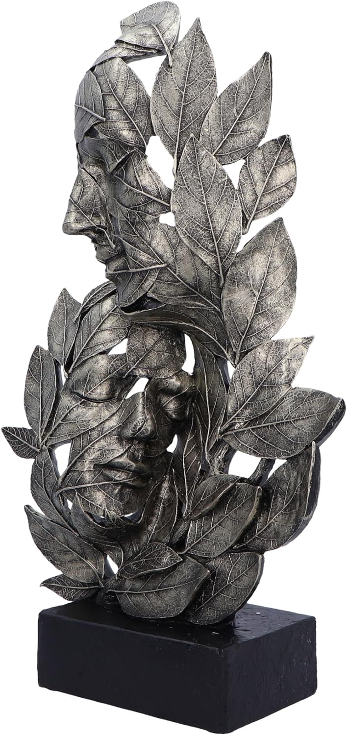 Nemesis Now Natural Emotion - Embrace 38cm, Resin, Silver, Mother & Child Leaves Sculpture, Baby Shower, For Nature & Art Lovers, Cast in the Finest Resin, Expertly Hand-Painted 38cm Silver