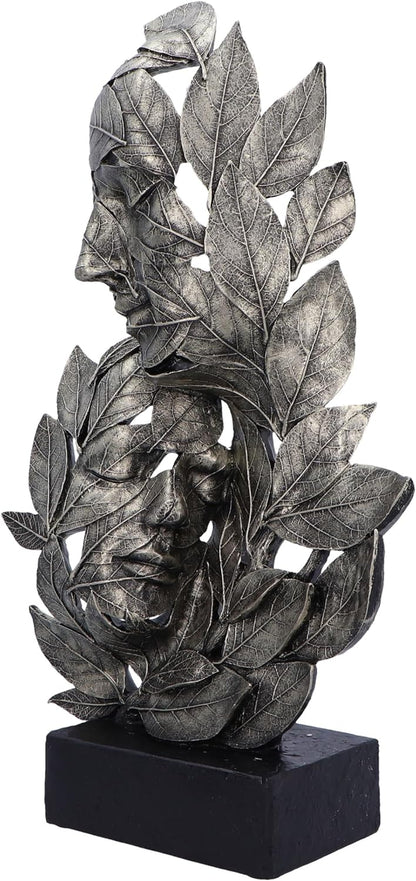 Nemesis Now Natural Emotion - Embrace 38cm, Resin, Silver, Mother & Child Leaves Sculpture, Baby Shower, For Nature & Art Lovers, Cast in the Finest Resin, Expertly Hand-Painted 38cm Silver