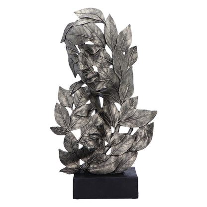 Nemesis Now Natural Emotion - Embrace 38cm, Resin, Silver, Mother & Child Leaves Sculpture, Baby Shower, For Nature & Art Lovers, Cast in the Finest Resin, Expertly Hand-Painted 38cm Silver