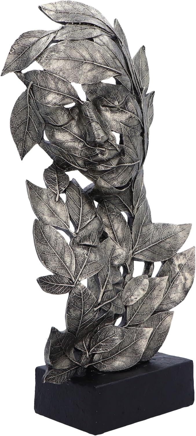 Nemesis Now Natural Emotion - Embrace 38cm, Resin, Silver, Mother & Child Leaves Sculpture, Baby Shower, For Nature & Art Lovers, Cast in the Finest Resin, Expertly Hand-Painted 38cm Silver