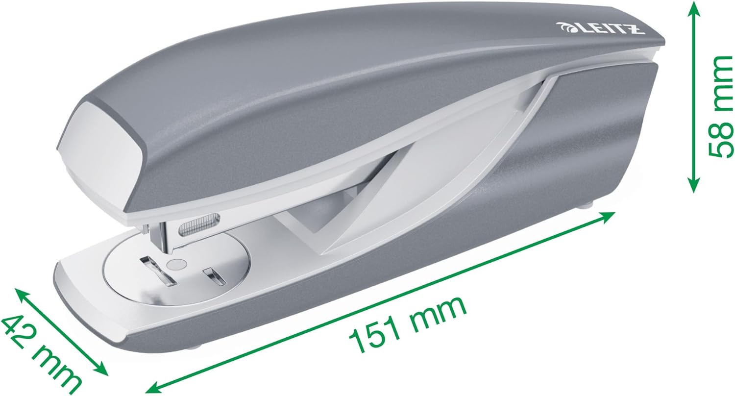 Leitz WOW Grapadora Roja, Hasta 30 Hojas a la Vez, Cuerpo Metálico Ergonómico, Incluye 200 Grapas, Gama WOW, Grapadora Metálica, 55021026