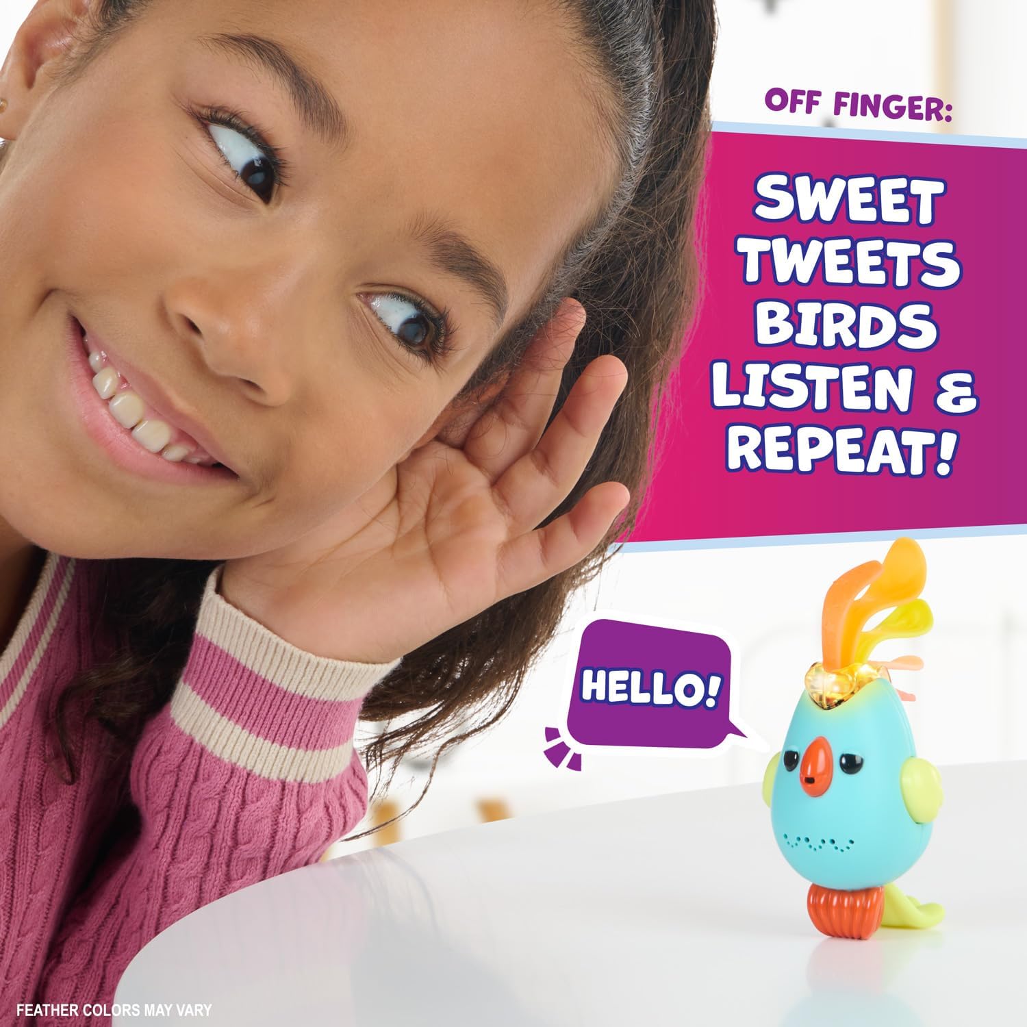 Fingerlings Sweet Tweets Interactive Bird: Debbie, Record & Play Secret Messages, 40+ Sounds & Reactions, Pink