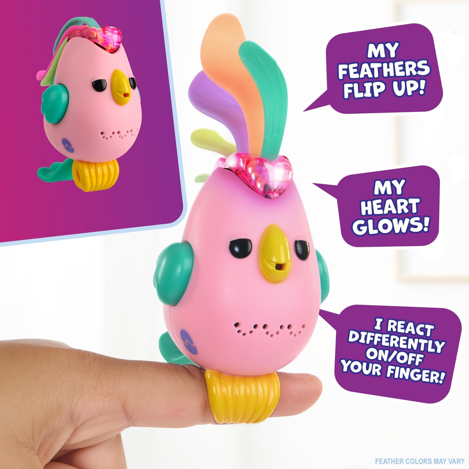 Fingerlings Sweet Tweets Interactive Bird: Debbie, Record & Play Secret Messages, 40+ Sounds & Reactions, Pink