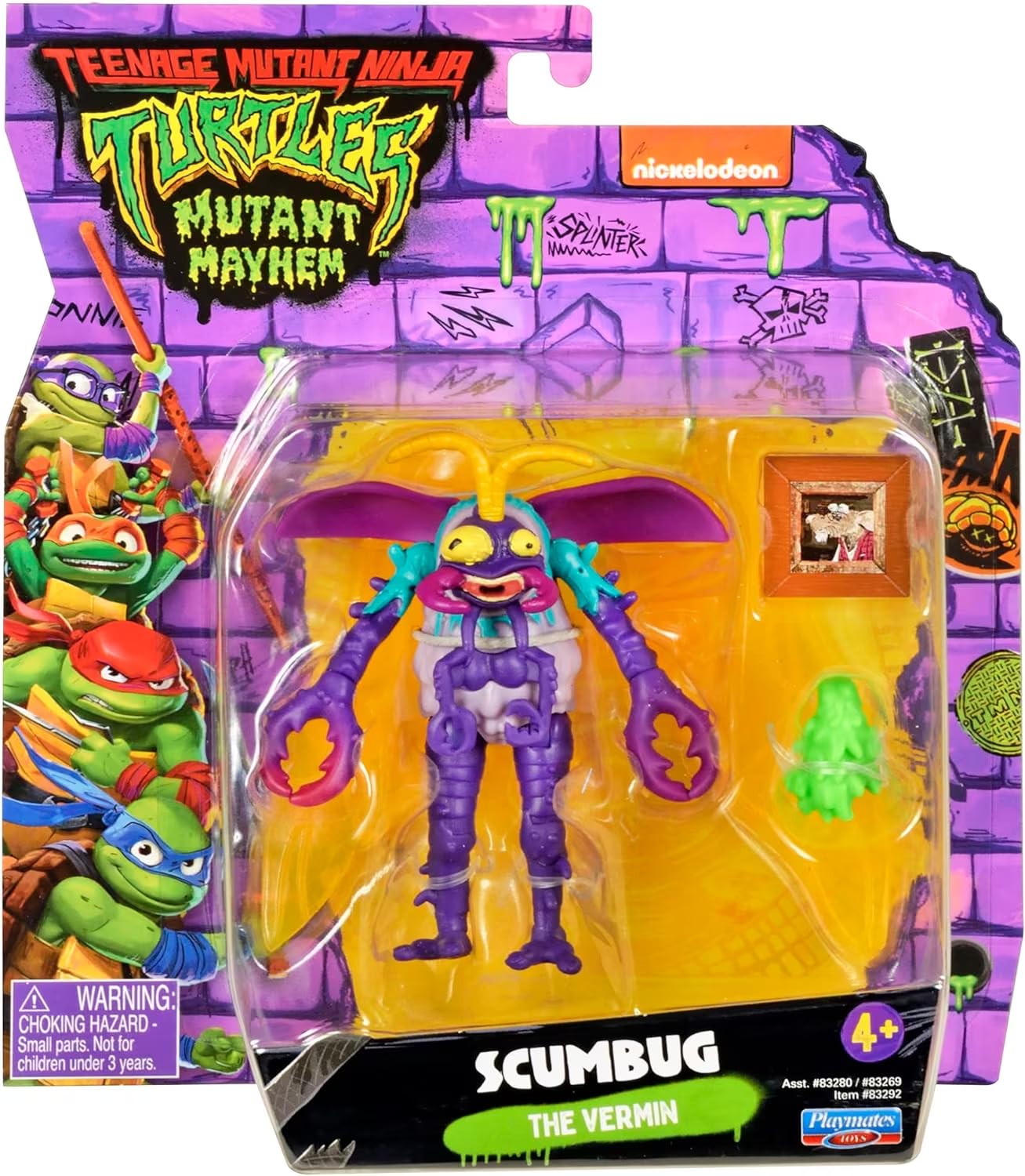 Teenage Mutant Ninja Turtles 83292 Mutant Mayhem 4-Inch Scumbug Basic Action Figure. Ideal Present for Boys 4 to 7 Years and TMNT Fans