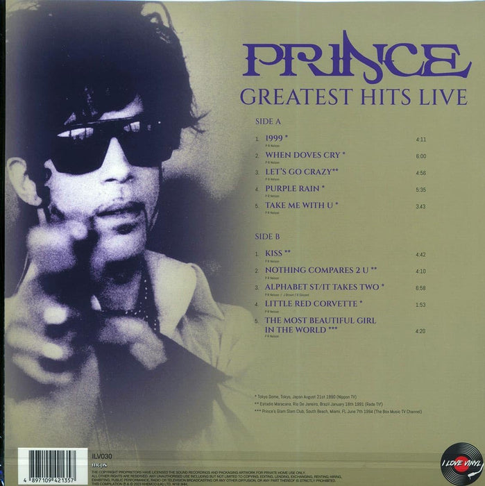 Prince - Greatest Hits Live 12” Record, Label: I Love