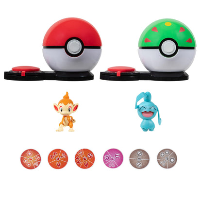 Pokémon Juego de Ataque Sorpresa-Chimchar con Poké Ball vs Wynaut con Bola de Amigo, Color Negro (Jazwares PKW3166