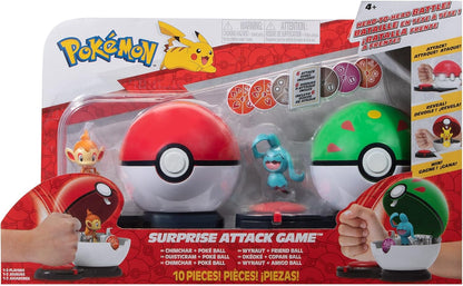 Pokémon Juego de Ataque Sorpresa-Chimchar con Poké Ball vs Wynaut con Bola de Amigo, Color Negro (Jazwares PKW3166