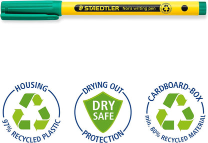 STAEDTLER 307-5 Noris Handwriting Pen - Green (Box of 10