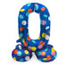 Folat 63970 Standing 0 Blue with Coloured Dots 72 cm Birthday Decoration Balloon Number No Helium Required, Multicoloured, Standard Size Number 0