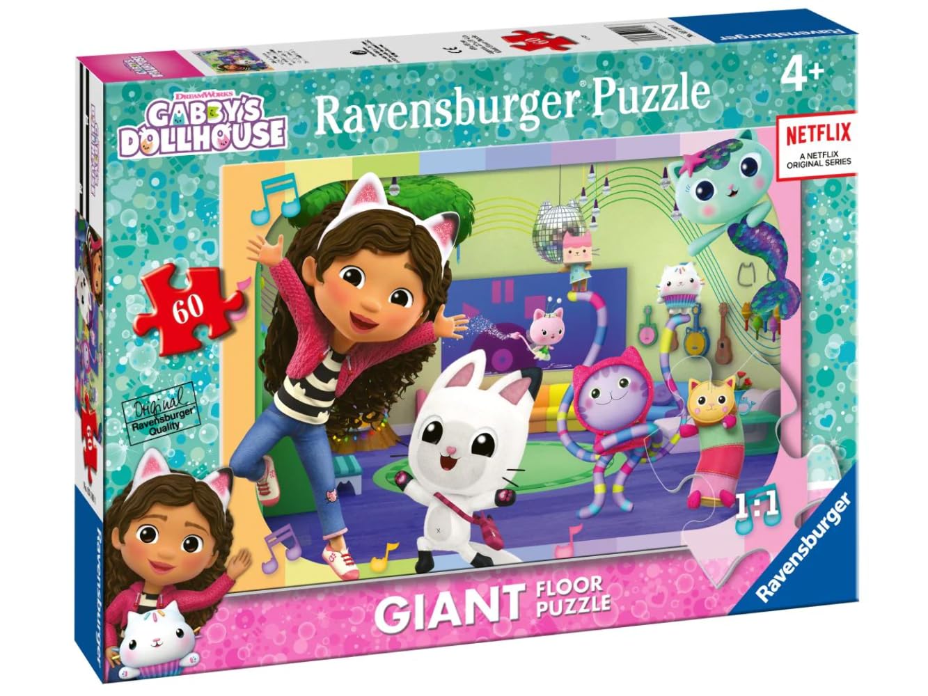 Ravensburger Gabby's Dollhouse 60 Piece Giant Floor Jigsaw Puzzle for Kids Age 4 Years Up - Educational Toys & Games for Children