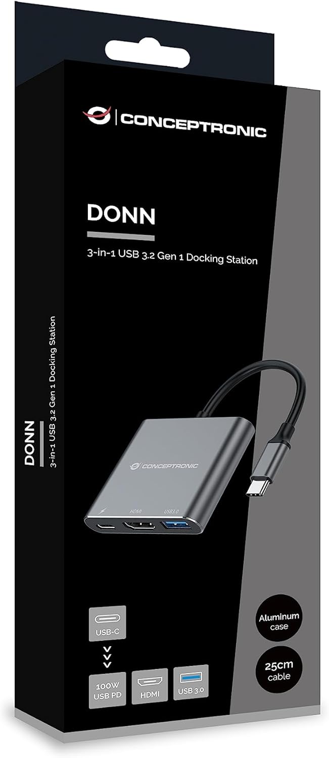 DONN18G notebook dock/port replicator Wired USB 3.2 Gen 1 (3.1 Gen 1) Type-C Grey