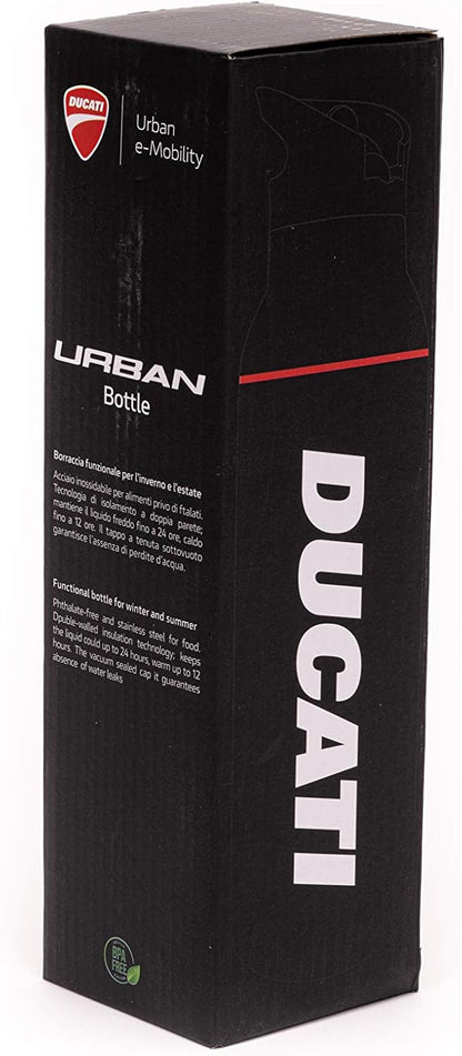 Ducati Borraccia Urban, Bici e Monopattini, Unisex Adulto, Nera, Taglia unica, Acciaio inossidabile