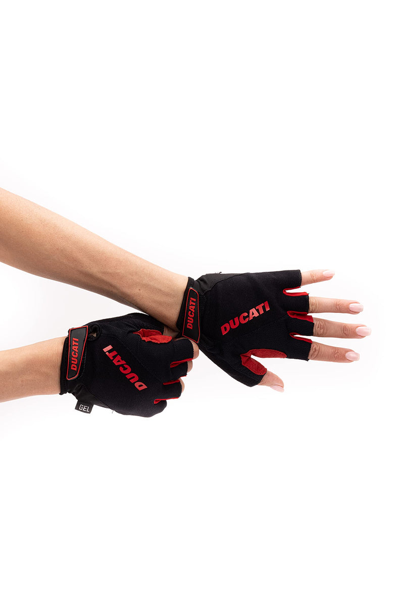 DUCATI, Electric Scooter Gloves, Gel, Half Fingers, One Size, Black, Bicycle Accessories Unisex Adult, Black, L