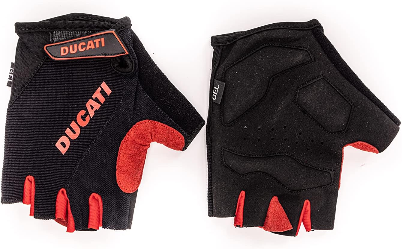 DUCATI, Electric Scooter Gloves, Gel, Half Fingers, One Size, Black, Bicycle Accessories Unisex Adult, Black, L