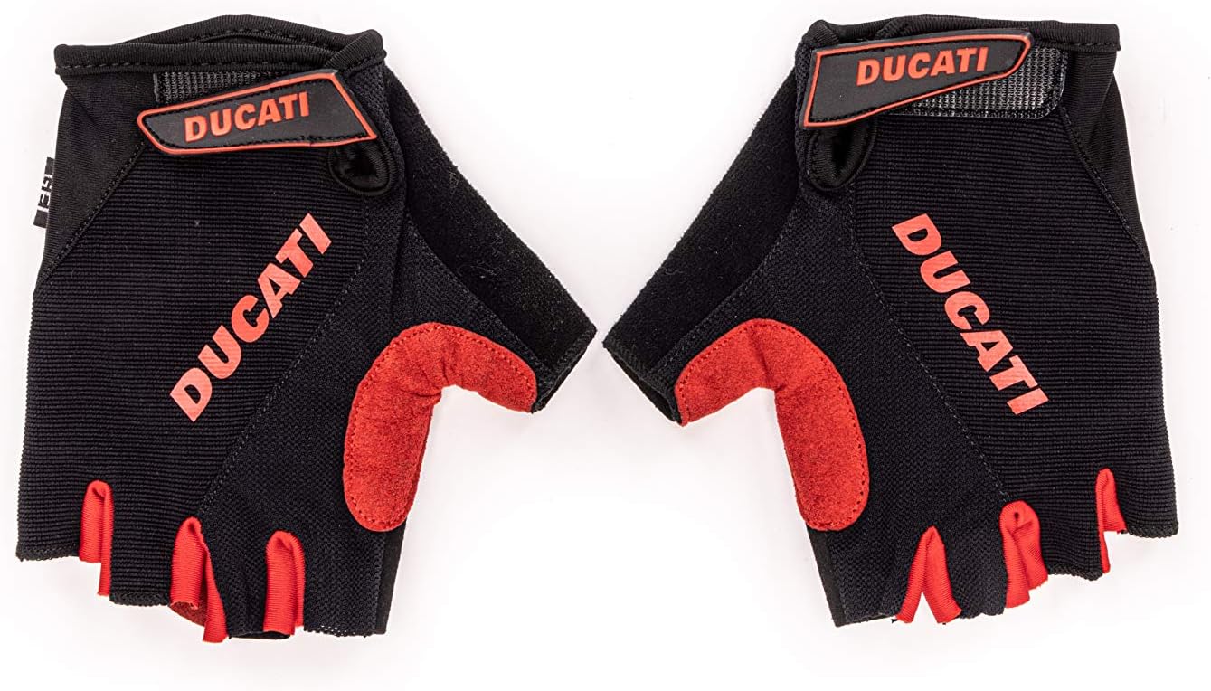 DUCATI, Electric Scooter Gloves, Gel, Half Fingers, One Size, Black, Bicycle Accessories Unisex Adult, Black, L
