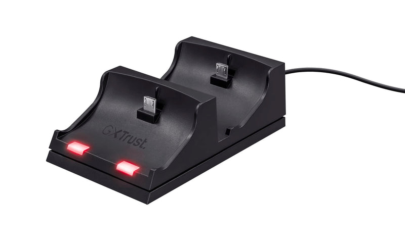 Trust Gaming Gxt 235 21681 Dubbel Oplaaddock, Voor Ps4 Controllers (Duo Charging Dock Usb, Laadindicator), Zwart, Een maat