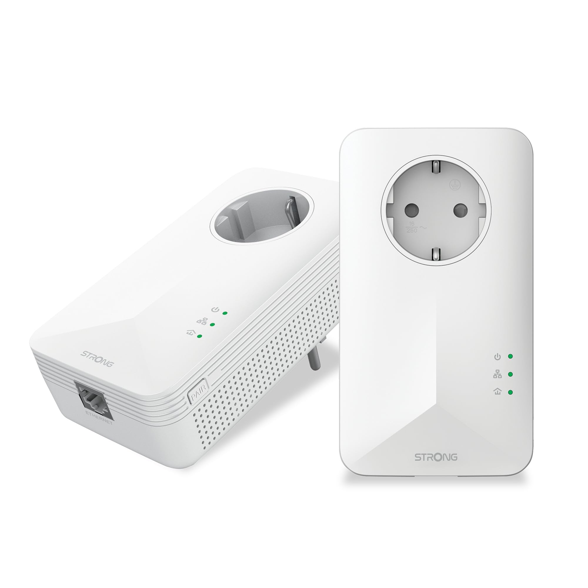 STRONG Powerline 1000 Duo, PowerLAN-Adapter Set mit 2 Stück, 1000 Mbit/s, Hochgeschwindigkeits-Netzwerk für das ganze Haus, Ethernet LAN Anschluss, Internetverbindung über Steckdose