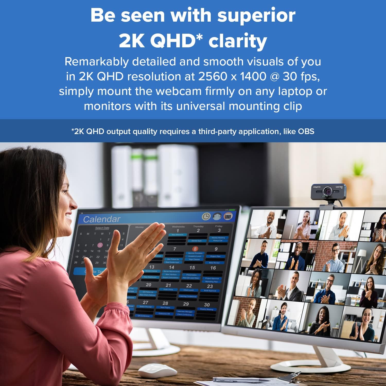 CREATIVE Live! Cam Sync V3 2K QHD USB Webcam with 4X Digital Zoom and Microphones, 1080P HD, Up to 95° FOV, Privacy Lens, for PC and Mac