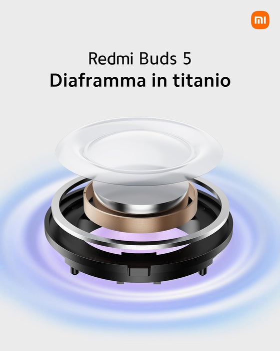 Xiaomi Redmi Buds 5 - Auriculares inalámbricos, cancelación Activa de Ruido de hasta 46 dB, 10 Horas de autonomía y 40 Horas con el Estuche de Carga, Negro (Versión ES)