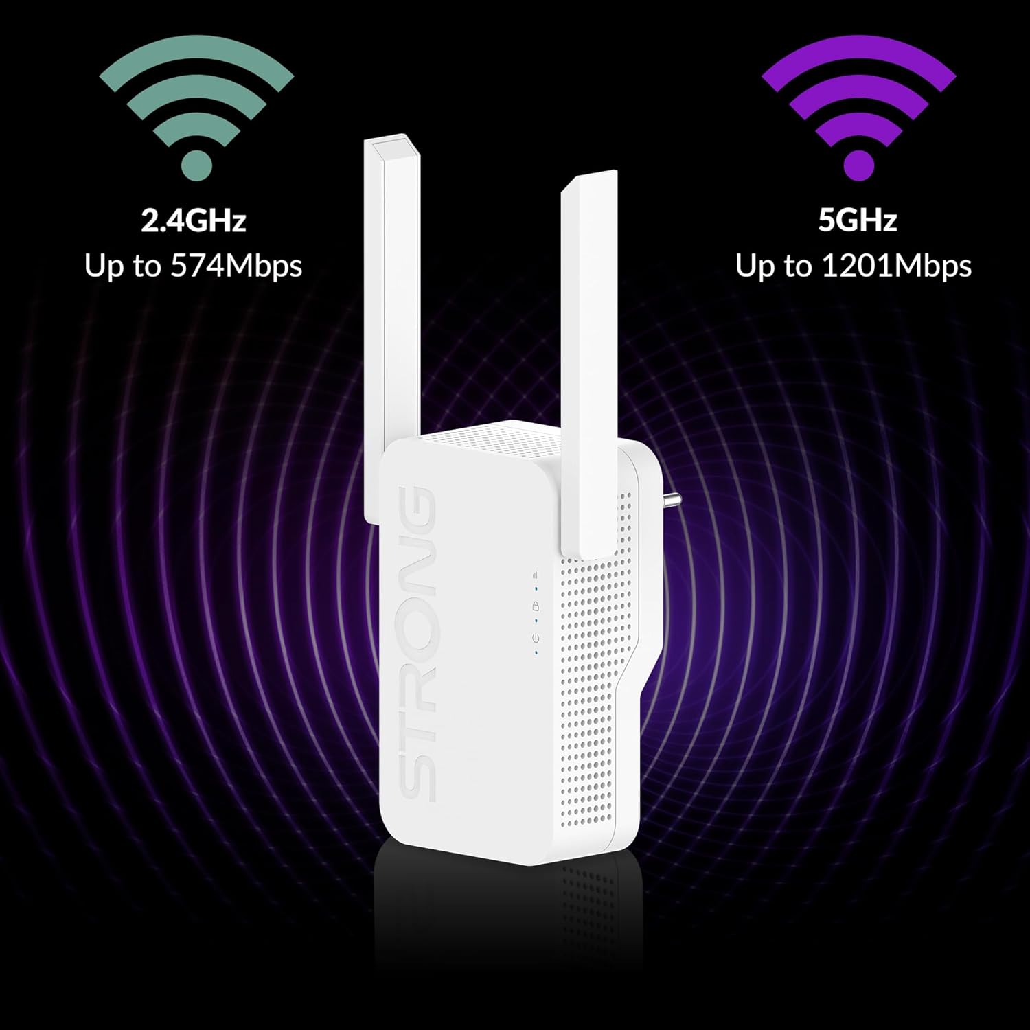 STRONG Wi-Fi 6 Repeater AX1800 - High Speed WLAN Amplifier, Signal Booster and Wi-Fi Booster - Maximum Speed, Range and Reliability for Your Home