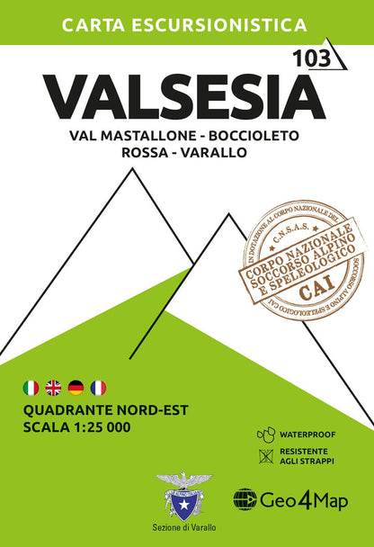 Valsesia Nord Est: Val Mastallone-Boccioleto-Rossa-Varallo 1:25000