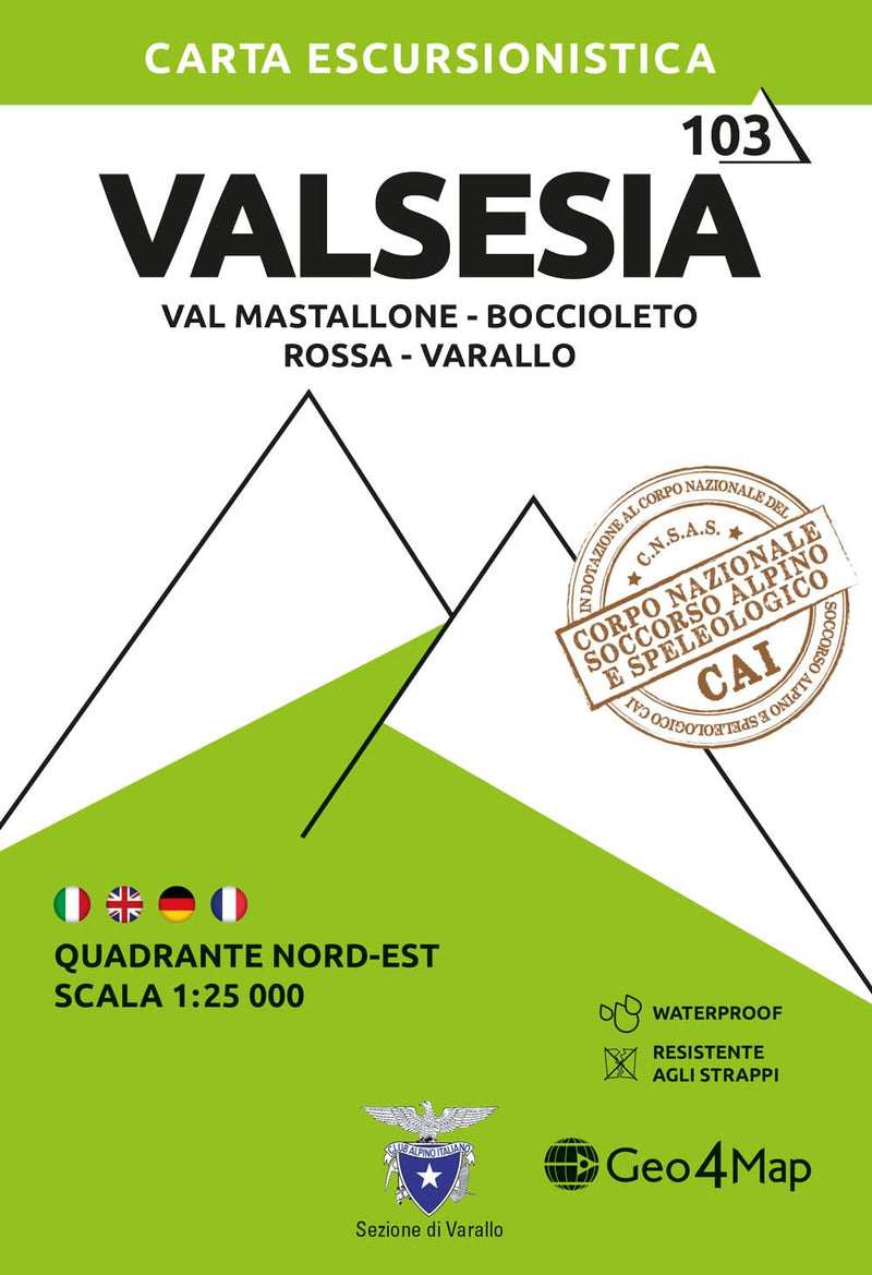 Valsesia Nord Est: Val Mastallone-Boccioleto-Rossa-Varallo 1:25000