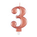 Elegant Metallic Rose Gold Number 3 Birthday Candle - Perfect for Birthday Parties, Anniversaries & More - 1 Pc