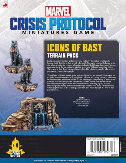 Atomic Mass Games | Marvel Crisis Protocol: Icons of Bast Terrain Pack | Paquete de Escenografía | A Partir de 14 años | para 2 Jugadores | 90 Minutos por Partida | Multilenguaje (Incluye Español