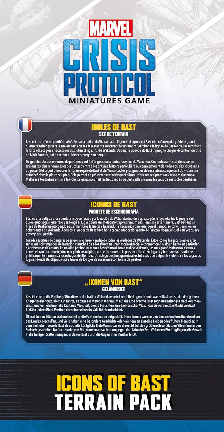 Atomic Mass Games | Marvel Crisis Protocol: Icons of Bast Terrain Pack | Paquete de Escenografía | A Partir de 14 años | para 2 Jugadores | 90 Minutos por Partida | Multilenguaje (Incluye Español