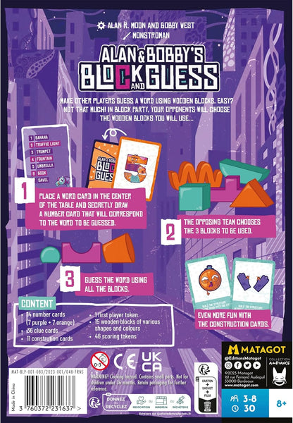 Matagot Alan & Bobby's Block and Guess Board Game - Team-Based Word Building Challenge! Cooperative Strategy Game for Kids and Adults, Ages 8+, 3-8 Players, 30 Minute Playtime, Made