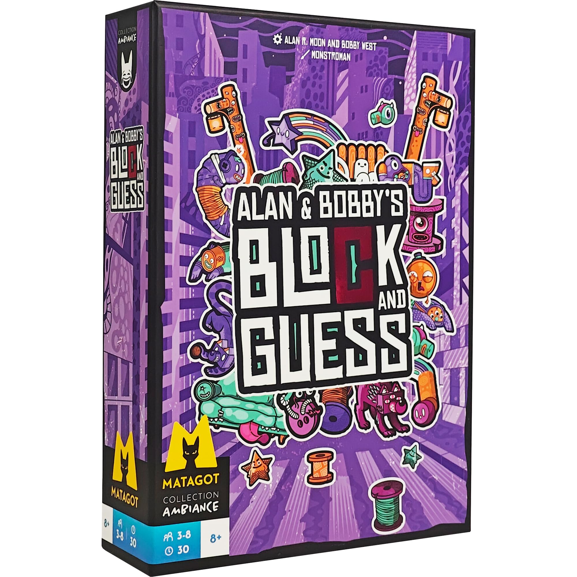 Matagot Alan & Bobby's Block and Guess Board Game - Team-Based Word Building Challenge! Cooperative Strategy Game for Kids and Adults, Ages 8+, 3-8 Players, 30 Minute Playtime, Made
