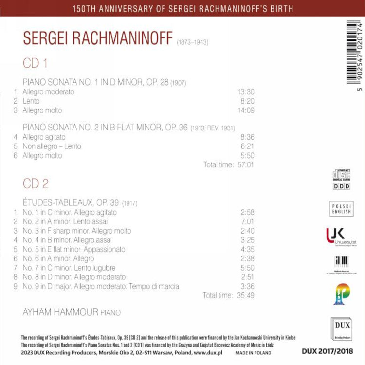 Rachmaninoff: Piano Sonatas/Etudes-tableaux, Op. 39
